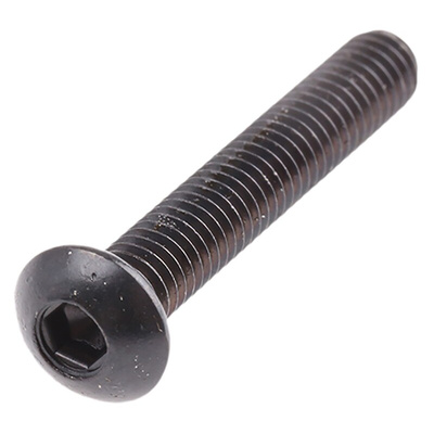 RS PRO Black, Self-Colour Steel Hex Socket Button Screw, ISO 7380, M4 x 25mm