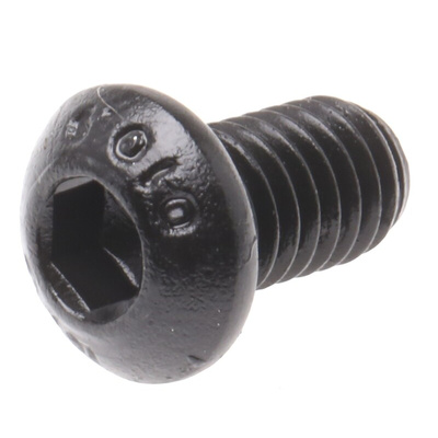 RS PRO Black, Self-Colour Steel Hex Socket Button Screw, ISO 7380, M6 x 10mm