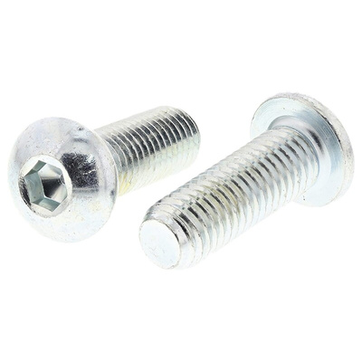 RS PRO Bright Zinc Plated Steel Hex Socket Button Screw, ISO 7380, M10 x 30mm