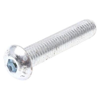 RS PRO Bright Zinc Plated Steel Hex Socket Button Screw, ISO 7380, M10 x 50mm