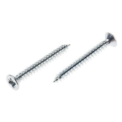 RS PRO Pozidriv Countersunk Steel Wood Screw Bright Zinc Plated, No. 6 Thread, 1.1/4in Length