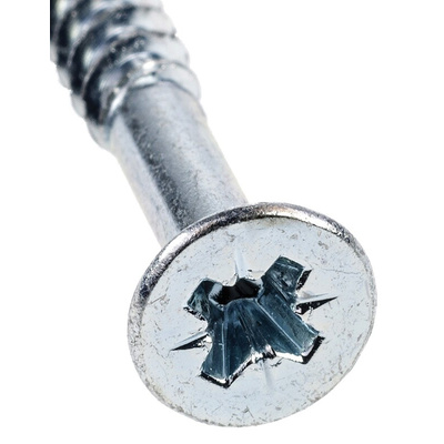 RS PRO Pozidriv Countersunk Steel Wood Screw Bright Zinc Plated, Clear Passivated, No. 8 Thread, 2in Length