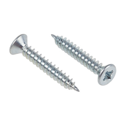 RS PRO Pozidriv Countersunk Steel Wood Screw Bright Zinc Plated, No. 4 Thread, 3/4in Length