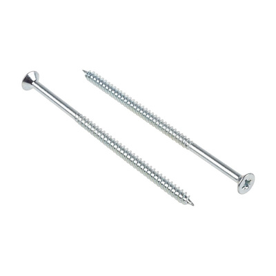 RS PRO Pozidriv Countersunk Steel Wood Screw Bright Zinc Plated, No. 10 Thread, 4in Length