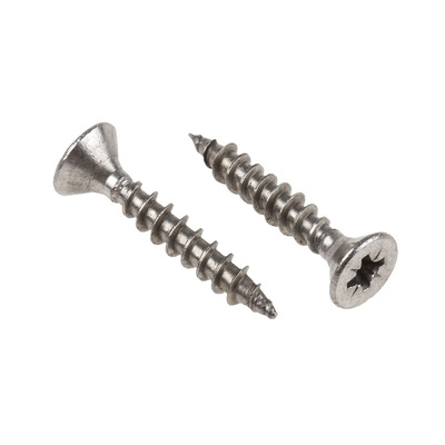 RS PRO Pozidriv Countersunk Stainless Steel Wood Screw, A2 304, 5mm Thread, 30mm Length