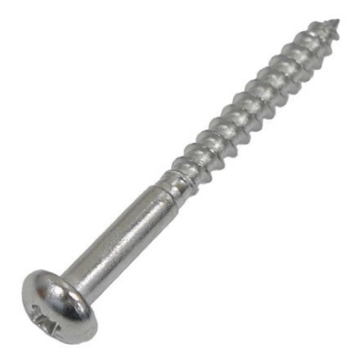 RS PRO Pozidriv Round Stainless Steel Wood Screw, A2 304, 5mm Thread, 25mm Length