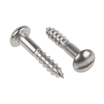 RS PRO Slot Round Stainless Steel Wood Screw, A2 304, 4mm Thread, 20mm Length