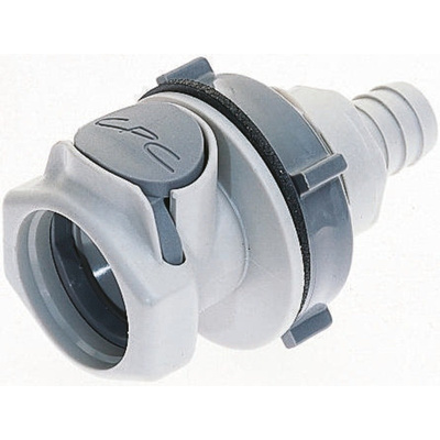 Straight Male Hose Coupling Coupling Body - Valved, Panel Mount, PP
