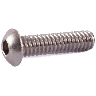 RS PRO Steel Hex Socket Button Screw, 8/32 x 1/4in