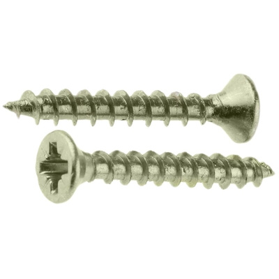 RS PRO Pozidriv Countersunk Steel Wood Screw Yellow Passivated, Zinc Plated, 3.5mm Thread, 25mm Length