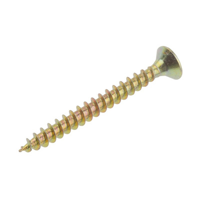 RS PRO Pozidriv Countersunk Steel Wood Screw Yellow Passivated, Zinc Plated, 4mm Thread, 40mm Length