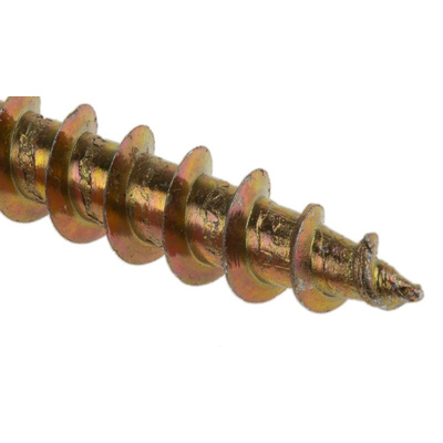 RS PRO Pozidriv Countersunk Steel Wood Screw Yellow Passivated, Zinc Plated, 6mm Thread, 40mm Length