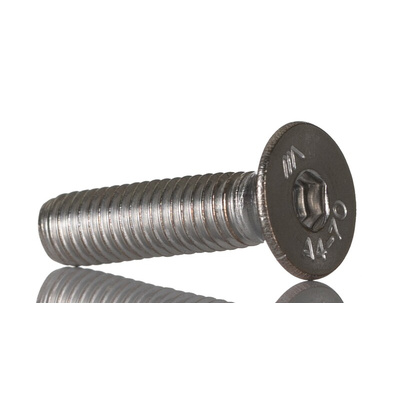 RS PRO Plain Stainless Steel Hex Socket Countersunk Screw, ISO 10642, M5 x 20mm