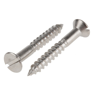 RS PRO Slot Countersunk Stainless Steel Wood Screw, A2 304, No. 8 Thread, 30mm Length