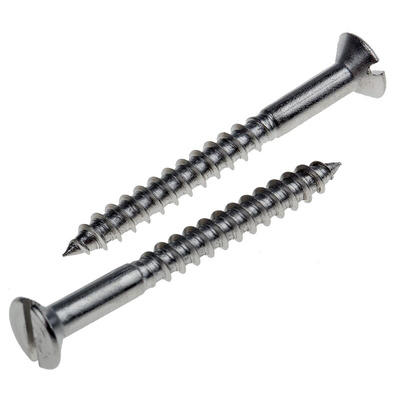 RS PRO Slot Countersunk Stainless Steel Wood Screw, A2 304, No. 8 Thread, 40mm Length