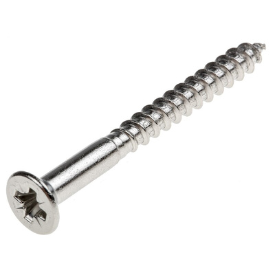 RS PRO Pozidriv Countersunk Stainless Steel Wood Screw, A2 304, 4mm Thread, 40mm Length
