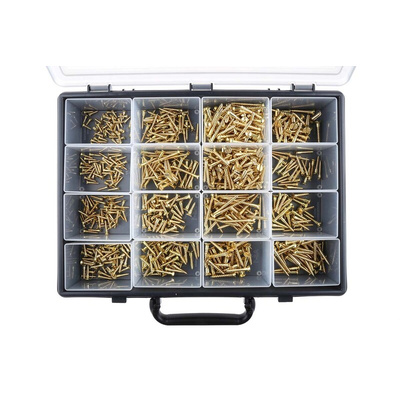 RS PRO Slot Flat, Round Brass Wood Screw, No. 10, No. 4, No. 6, No. 8 Thread