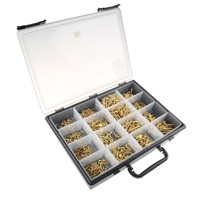 RS PRO Slot Flat, Round Brass Wood Screw, No. 10, No. 4, No. 6, No. 8 Thread