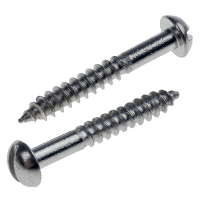 RS PRO Slot Round Stainless Steel Wood Screw, A2 304, 3.5mm Thread, 20mm Length