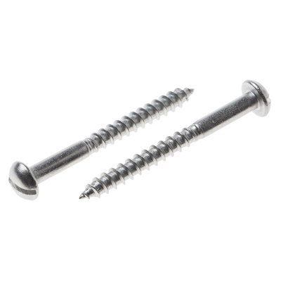 RS PRO Slot Round Stainless Steel Wood Screw, A2 304, 4mm Thread, 40mm Length