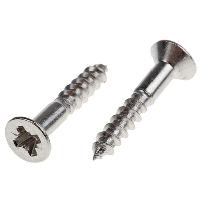 RS PRO Pozidriv Countersunk Stainless Steel Wood Screw, A2 304, 3.5mm Thread, 20mm Length