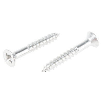 RS PRO Pozidriv Countersunk Stainless Steel Wood Screw, A2 304, 3.5mm Thread, 25mm Length