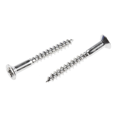 RS PRO Pozidriv Countersunk Stainless Steel Wood Screw, A2 304, 3.5mm Thread, 30mm Length