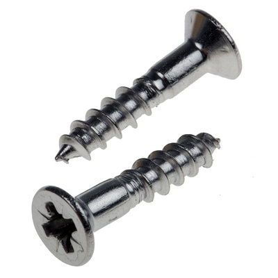 RS PRO Pozidriv Countersunk Stainless Steel Wood Screw, A2 304, 4mm Thread, 20mm Length