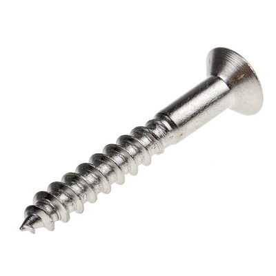 RS PRO Pozidriv Countersunk Stainless Steel Wood Screw, A2 304, 4mm Thread, 30mm Length