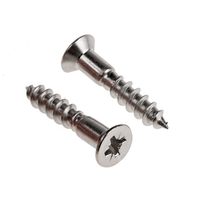 RS PRO Pozidriv Countersunk Stainless Steel Wood Screw, A2 304, 5mm Thread, 25mm Length