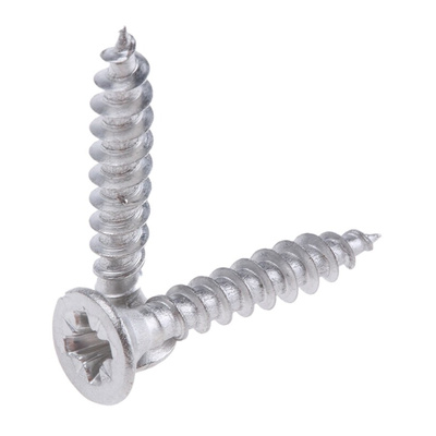 RS PRO Pozidriv Countersunk Stainless Steel Wood Screw, A2 304, 4mm Thread, 25mm Length