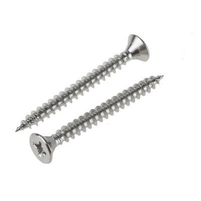 RS PRO Pozidriv Countersunk Stainless Steel Wood Screw, A2 304, 5mm Thread, 50mm Length