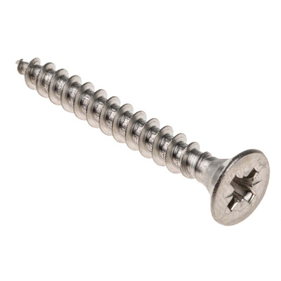 RS PRO Pozidriv Countersunk Stainless Steel Wood Screw, A2 304, 5mm Thread, 40mm Length