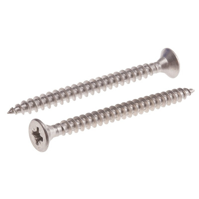 RS PRO Pozidriv Countersunk Stainless Steel Wood Screw, A2 304, 5mm Thread, 60mm Length