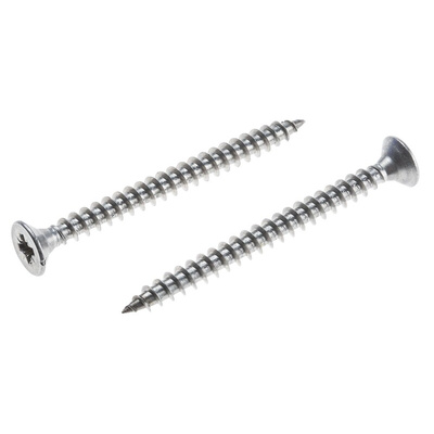 RS PRO Pozidriv Countersunk Stainless Steel Wood Screw, A2 304, 6mm Thread, 70mm Length