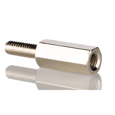 RS PRO Standoff, M3 x M3 Thread, 12mm Body, Brass, Male/Female, 8mm Stud