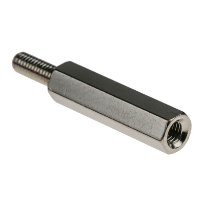 RS PRO Standoff, M3 x M3 Thread, 20mm Body, Brass, Male/Female, 8mm Stud