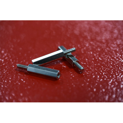 RS PRO Standoff, M3 x M3 Thread, 20mm Body, Brass, Male/Female, 8mm Stud