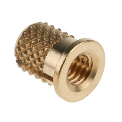 RS PRO, M4 Brass Threaded Insert diameter 5.6mm Depth 7.95mm