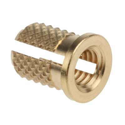 RS PRO, M5 Brass Threaded Insert, 8mm diameter 6.4mm Depth 9.53mm