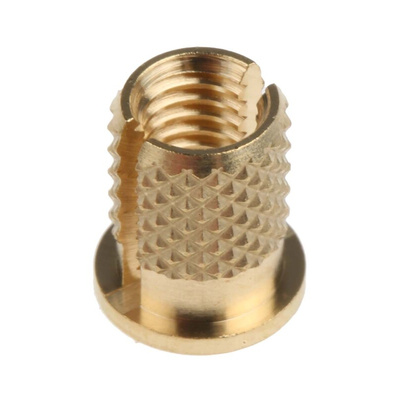 RS PRO, M5 Brass Threaded Insert, 8mm diameter 6.4mm Depth 9.53mm