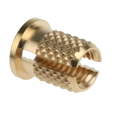 RS PRO, M5 Brass Threaded Insert, 8mm diameter 6.4mm Depth 9.53mm