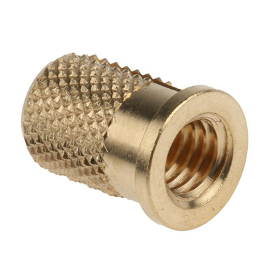 RS PRO, M6 Brass Threaded Insert diameter 8mm Depth 12.7mm