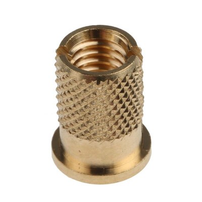 RS PRO, M6 Brass Threaded Insert diameter 8mm Depth 12.7mm