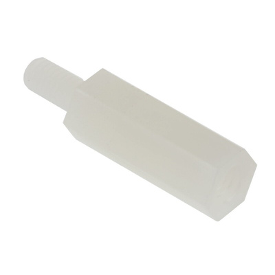 RS PRO Standoff, M3 x M3 Thread, 15mm Body, Nylon, Male/Female, 6mm Stud