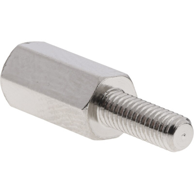 RS PRO Standoff, M3 x M3 Thread, 10mm Body, Brass, Male/Female, 8mm Stud