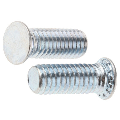 RS PRO Steel Zinc plated & clear Passivated Self Clinching Stud, M6, length-16mm