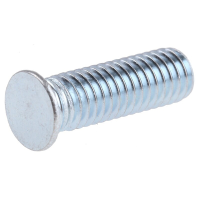 RS PRO Steel Zinc plated & clear Passivated Self Clinching Stud, M6, length-20mm