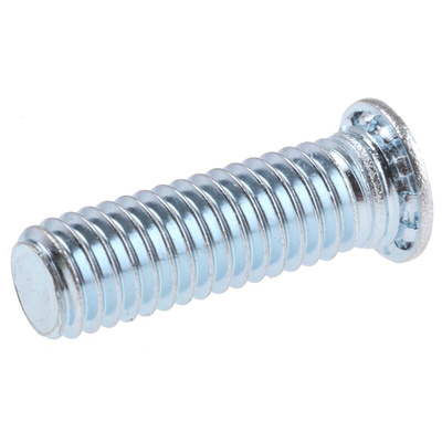RS PRO Steel Zinc plated & clear Passivated Self Clinching Stud, M6, length-20mm