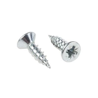 RS PRO Pozidriv Countersunk Steel Wood Screw Bright Zinc Plated, No. 8 Thread, 5/8in Length